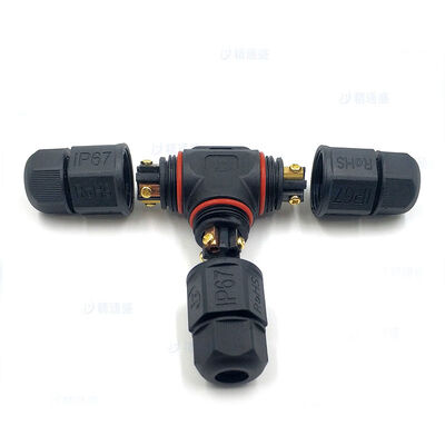 3 Way IP68 Waterproof T Type Wire Connector 16A 250V For Outdoor LED Garden Lighting Branch