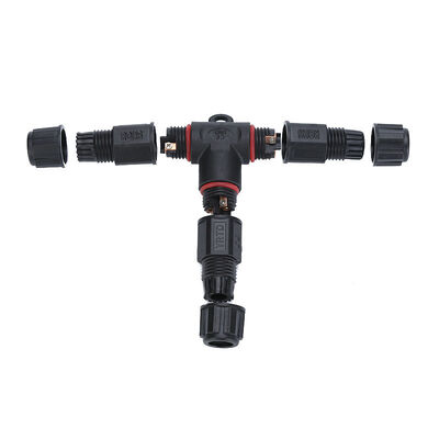 M20 2 Pin T Type 3 ways Male Female Waterproof Cable Connector IP68 Plastic Circular Power Wire Connector